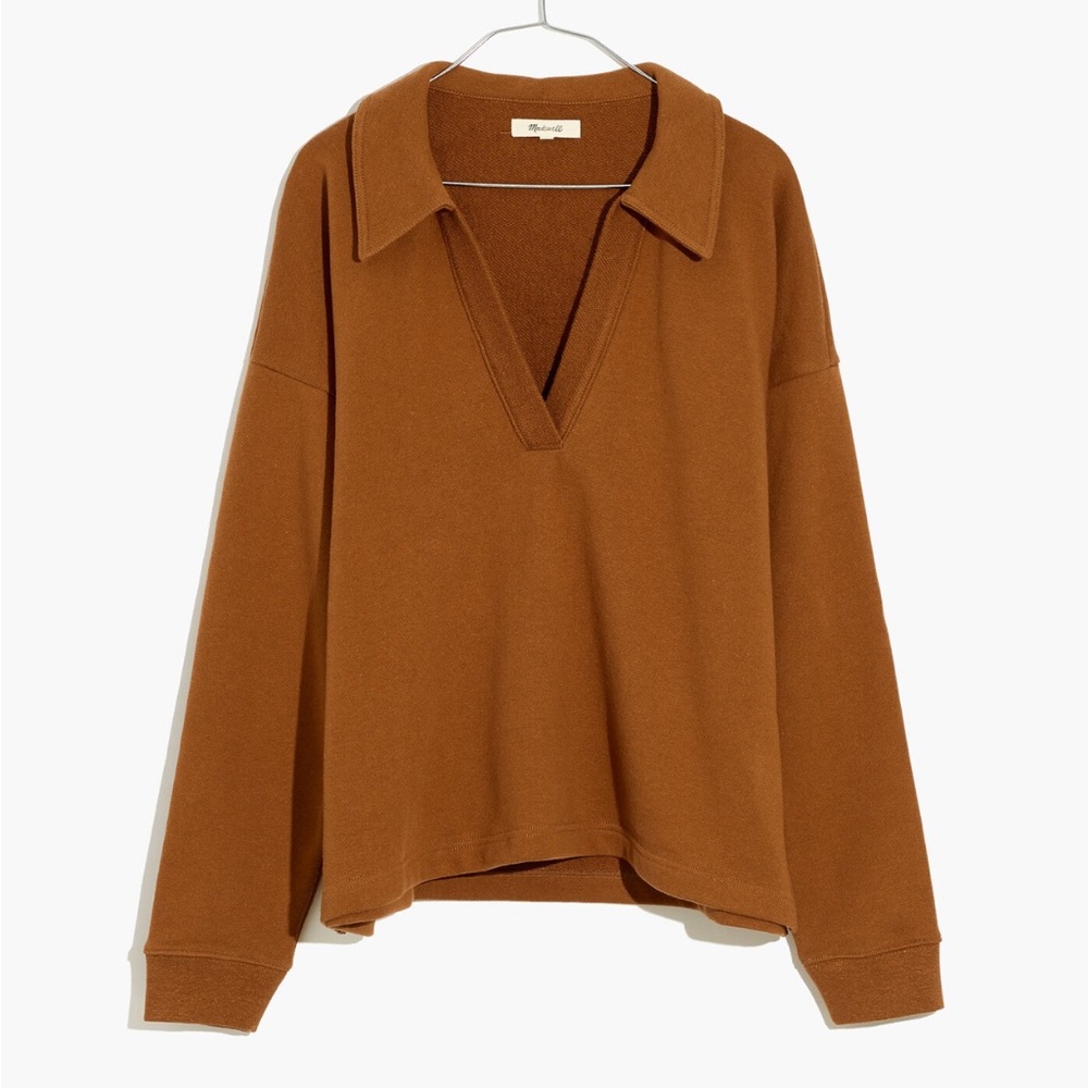 Madewell Cotton-Hemp Oversized Polo Sweatshirt